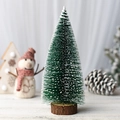 Mini green Christmas tree with snow effect on a wooden base for table decoration - 30cm