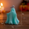 Light blue ghost scented candle for Halloween decor, size 7x7x9cm with a small label - Slim Lake Blue (Rosemary Mint)