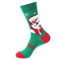 Christmas crew socks in green and red with 3D Santa Claus pattern and Ho! embroidery - Santa With Candy Cane (1289)