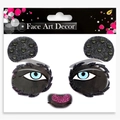 Glittering black panda face stickers with rhinestones for Halloween parties - Panda