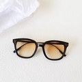 Retro square sunglasses in translucent dark brown frame with orange gradient lenses - Black Frame Gradient Orange
