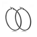Classic minimalist stainless steel hoop earrings in a smooth polished black finish - 2.0*20mm Pair / Black