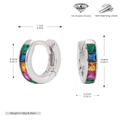 Spécifications détaillées des créoles en argent 925 avec zircons arc-en-ciel 5A - Plaqué Or Blanc - Zirconia Multicolore