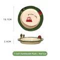 Cute 7-inch ceramic plate with red car design and hand-kneaded green edge finish - 7 Inch Hand-kneaded Plate-Red Car