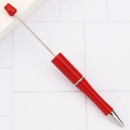 Vibrant red DIY beaded ballpoint pen with gradient finish and metallic hardware components - Bright Red