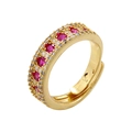 Bague ouverte luxueuse plaquée or 18 carats avec pierres rouges et blanches étincelantes - Plaqué Or Zirconium Rose Rouge