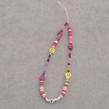 Detailed close-up of colorful beaded phone lanyard with LOVE letter beads and smiley faces - Soft Clay Smile Phone Chain