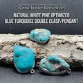 Turquoise stone connector pendants with silver metal frames and double loops for jewelry DIY - Irregular Blue Turquoise