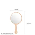 Handheld round wooden makeup mirror with 12cm diameter and 21.5cm length handle - Round/Small / 12*21.5cm