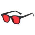 Square frame sunglasses in black with vibrant red lenses and classic metal dot details - Black Frame Red Lens