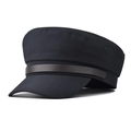 Casquette gavroche classique en PU noire avec design rétro à sommet plat naval - L(58-60cm) / Bleu marine
