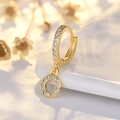Elegant gold S925 silver hoop earring with sparkling zircon charms on a white tray - Letter O (Gold)