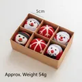 Set of 6 Christmas wool felt balls featuring snowman designs and snowflakes in a box - Snowman Style