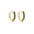 Orecchini a cerchio in argento S925 dorato con fila di cinque zirconi tondi blu - Strass Blu (MME343) / Blu Reale