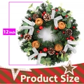 12 inch Christmas wreath with pine needles, red berries, silver bows and 4 candle holders - 30cm Silver Eucalyptus Leaf