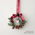 Mini Christmas wreath with wooden Santa, pine cones, red berries and 15cm hanging bell - 15CM Bell Wreath B (With Sound)