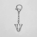 Polished silver letter V keychain with 18k gold plating style lobster clasp pendant - Letter V