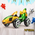 Green and yellow 3D race car foil balloon for birthday party decor, size 74x33cm - Yellow Green Formula Racing Car