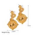 Orecchini in acciaio inossidabile oro 18k con rilievo a serpente e pendente rotondo - Orecchini Pendenti Rotondi Serpente Tutto Oro