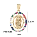 Religious 2.2x1.8cm gold pendant with colorful crystals and Virgin Mary relief - Colorful Zirconia Hollow Virgin Mary J2020JC
