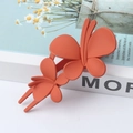 Elegant orange matte butterfly hair claw clip for women stylish French hair twist accessory - Orange Red