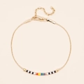 Minimalistische Miyuki kralenarmband met gouden ketting en kleurrijke accenten - Multi-Color Levendige Mix (MI-B220336T)