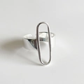 Minimalist 925 sterling silver geometric open ring with hollow oval loop design - Oval Hollow Ring (J1605)