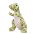 Green plush T-Rex dog squeaky toy with durable pineapple grain fabric texture - Green Dinosaur