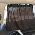 Black fabric car side window sunshade with pleated design for baby sun protection - Polyester Chiffon Black