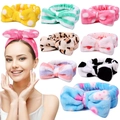 Flannel bow headband set in various prints including leopard, dots, and cow patterns - Multicolor Pattern Bow Headband Set