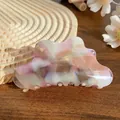 Pink and white marble acetate cloud hair claw clip with a glossy wavy edge finish - Mixed Purple Grey