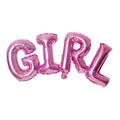Pink foil 'GIRL' script letter balloon for gender reveal party, 106x38cm size - Joined GIRL Letter Foil Balloon
