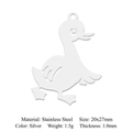 Silberner Entenanhänger aus Edelstahl für DIY-Schmuck, 20x27mm Tieranhänger für Ketten - Ente-Silber