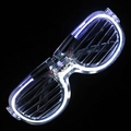 Close-up of white LED shutter shades with glowing light strips for party decoration - Shutter White