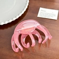 Pink acetate claw clip with golden France Handmade logo on a brown wood surface - Semicircle Claw Clip - 10.5cm