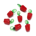 Handmade red chili pepper glass charms for DIY jewelry making and craft pendants - Glass Pendant-Red Pepper