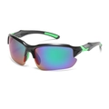 Sporty wraparound sunglasses with black frame, green anti-slip temples and gradient lens - Black Frame Green Legs Green Lens Polarized