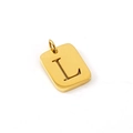 Square gold stainless steel pendant with hollow letter L design and brushed metal finish - Letter L (L-Pendant)