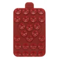Detail view of red silicone heart suction cup phone pad with dual-sided grip surface - Burgundy