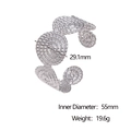 Detail view of twisted rope texture on a silver open cuff bracelet with 55mm inner diameter - Steel