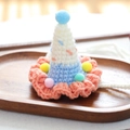 Handmade crochet pet hat with colorful pom-poms and adjustable strap for dogs and cats - Knitted Pompom Hat