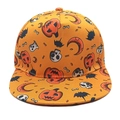 Halloween hiphop pet met platte rand, voorzien van pompoen- en spookprints in fel oranje - M (56-58cm) / Halloween Pompoen Stijl (2#)