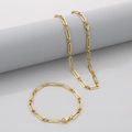 Set collana e bracciale con catena a graffetta in acciaio inossidabile dorato - Bracciale 20CM / 4mm Oro