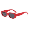 Fashionable rectangle kids sunglasses with vibrant red jelly frames and dark lenses - Red Frame Dark Grey Lens