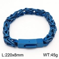Blue 8mm Byzantine chain bracelet for men in polished titanium steel, 220mm length - Blue
