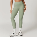 High-waisted sage green yoga leggings with seamless body-shaping compression fit - Bean Green