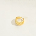 Minimalist adjustable open gold ring with irregular hammered lava texture finish - Irregular Hammered Style