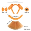 Cartoon dog costume set with plush ears headband, bow tie, tail, and brown tutu skirt - Khaki / 5-Piece Set with Skirt