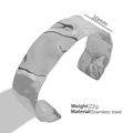Adjustable silver hammered texture cuff bangle made of stainless steel 20mm width - SZ20-Silver/20mm