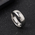 Polished silver stainless steel 4mm band ring for couples with a sleek mirror finish - US 6 / 6mm / Steel